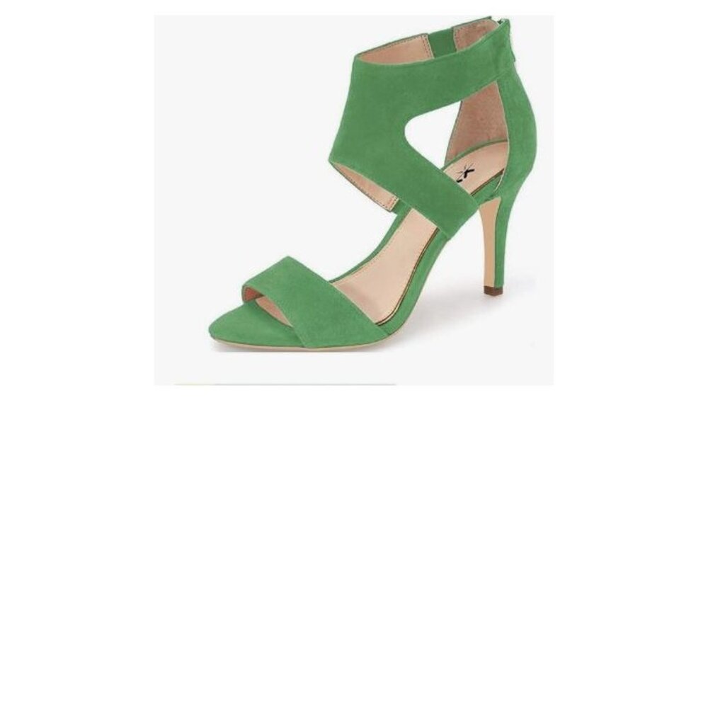 XYD Women Open Toe Sandals Ankle Wrap Back Zipper Mid Kitten Heels Cutout